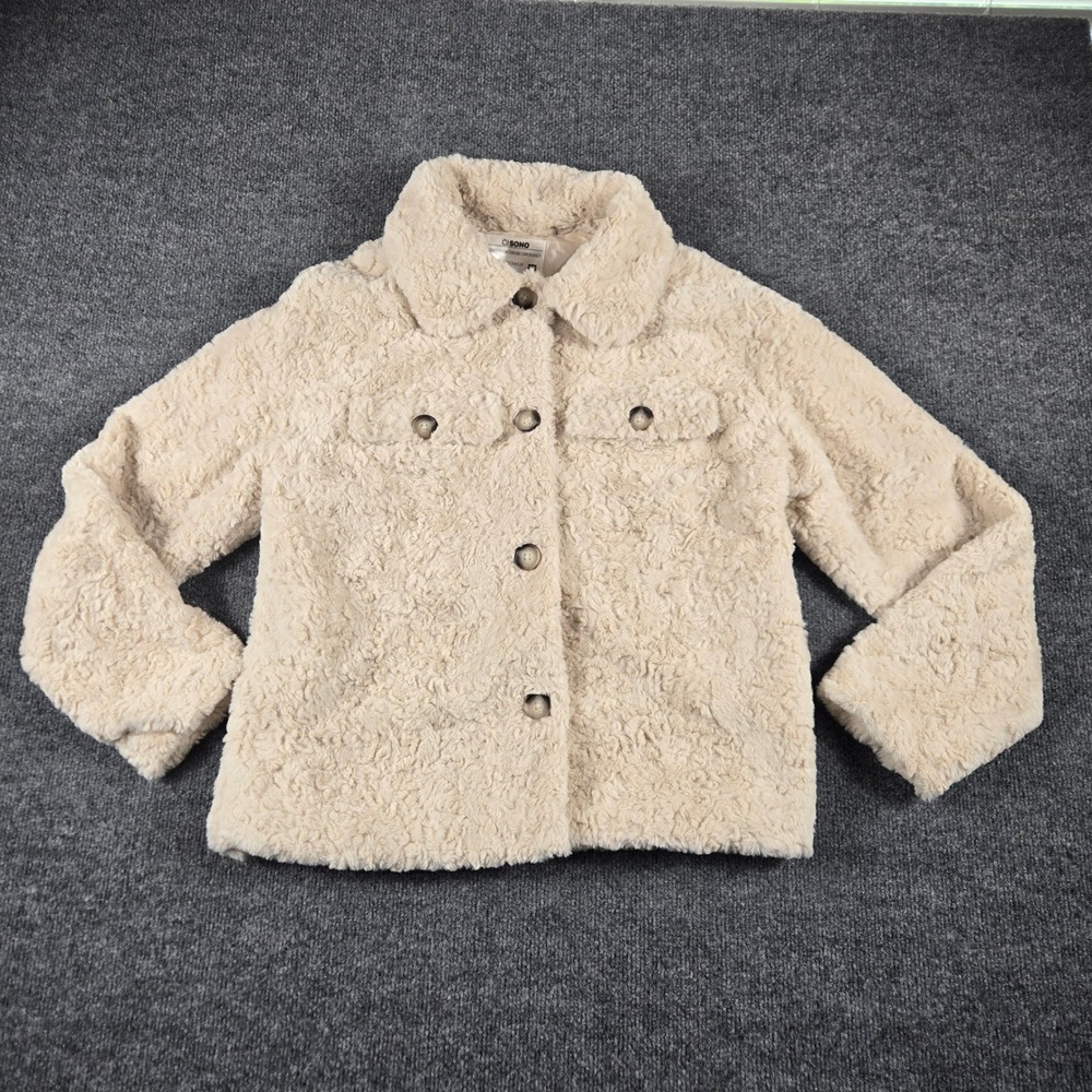 Ci Sono Sherpa Jacket Women M Ivory Good Faux Fur Button Up cozy